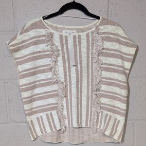 Lou & Grey for LOFT Sleeveless Striped Fringe sweater Size XS, NWT, Beach Casual